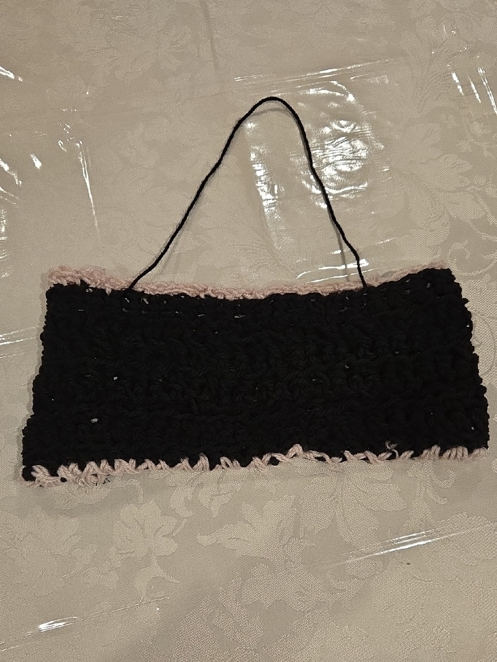 Handmade Black Crochet Top with White Trim Xxs